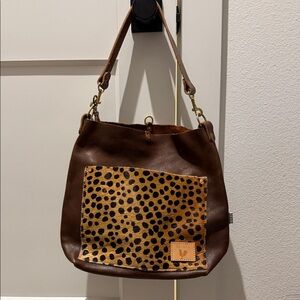 Cheetah Hair on Hide Leather Carryall